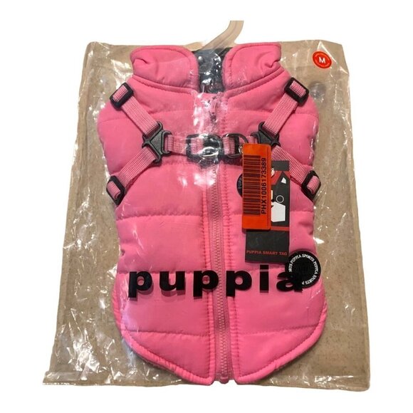 Puppia Winter Coat Harness Dog Cat Vest Pink Smart Tag Mountaineer II Puffer - Picture 11 of 12